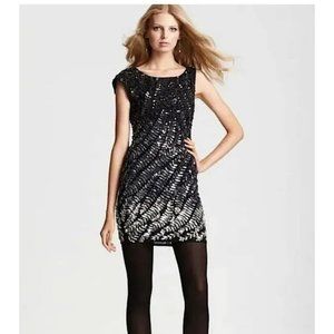 Alice + Olivia Dress Size Small Silk Ombré Sequin Embellished Black Silver